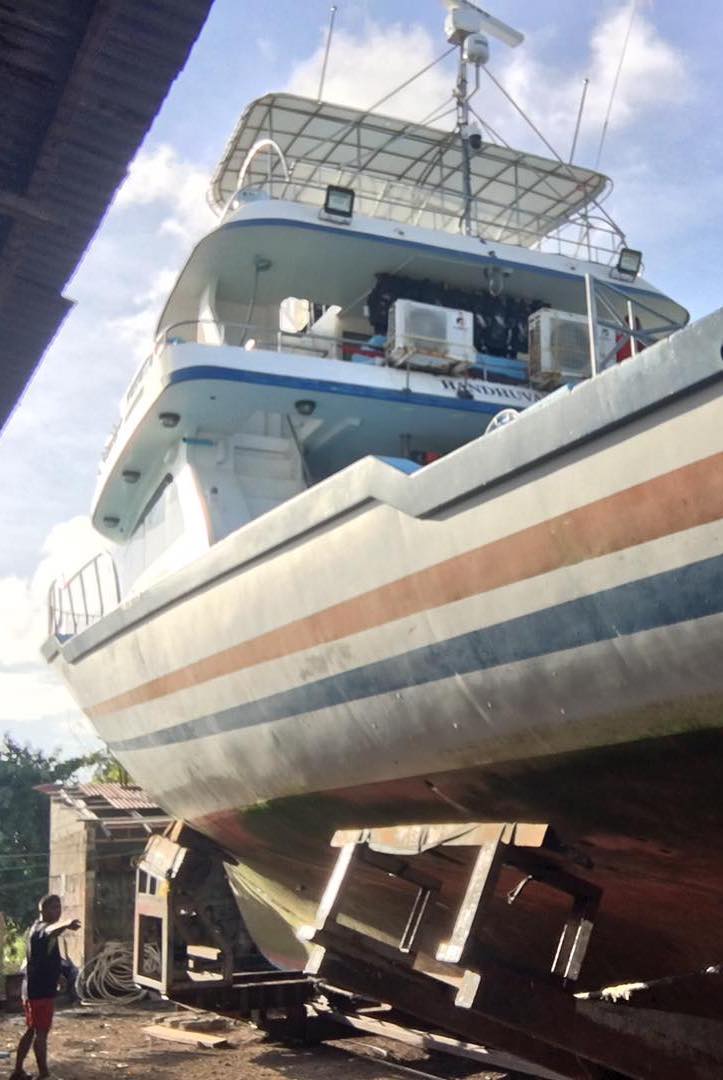 Large fishing vessel docked